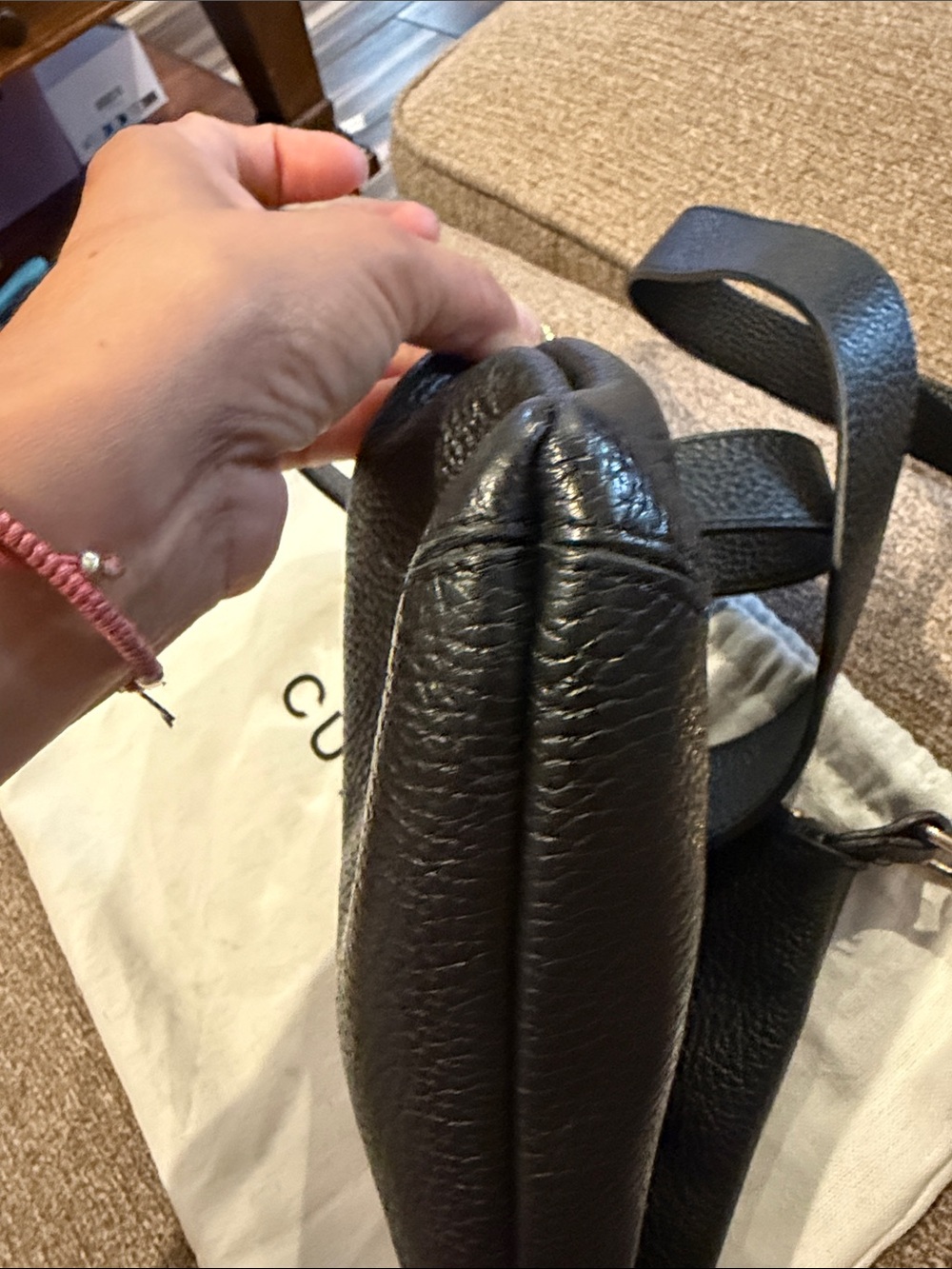 Cuyana Black Pebbled Leather Crossbody with Gold Hardware - Picture 9 of 9